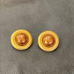 Elegant Gold and Copper Clip Pearl Earrings
